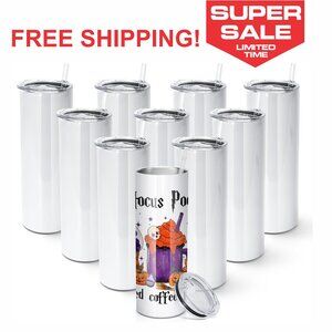 5 pack 20oz Sublimation Tumblers w/Straws & Lids in a box